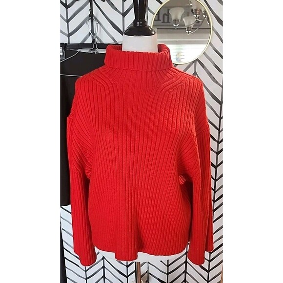 H&M LOGG Turtleneck Sweater  Womens Medium Red Thick Warm J1‎ - Picture 1 of 9